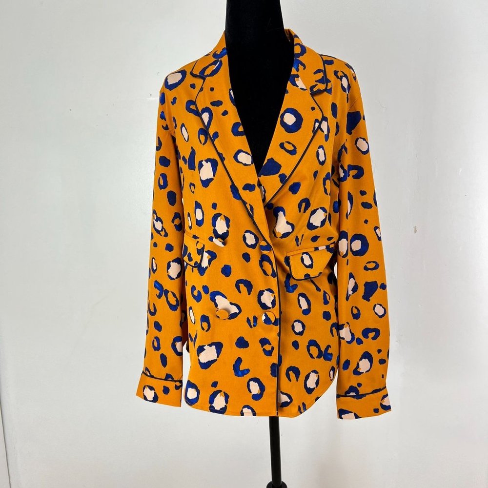 3.1 Phillip Lim for Target Women SZ XS Blazer Jacket Leopard Print Orange & Blue - Picture 2 of 7